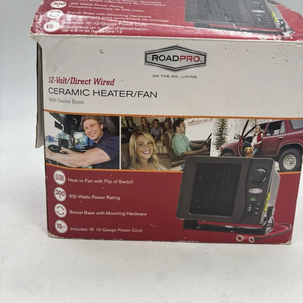 RoadPro 12-Volt Direct Hook-Up Ceramic Heater Fan w/ Swivel Base RPSL-681 Camp